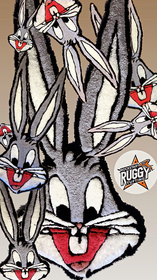 ROCKSTARRUGGY™ “Bugz” Tufted Rug – Handmade Cartoon Bunny Rug