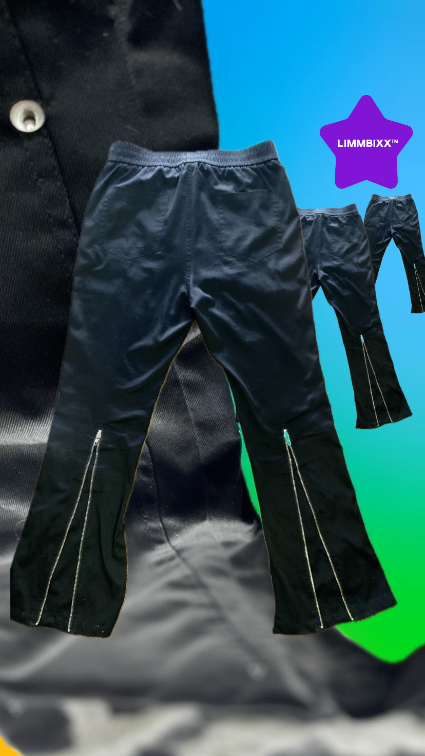 LIMMBIXX™ Handmade Wide-Leg Jogger Pants – Faux-Fur Lettering & Zip-Split Hem