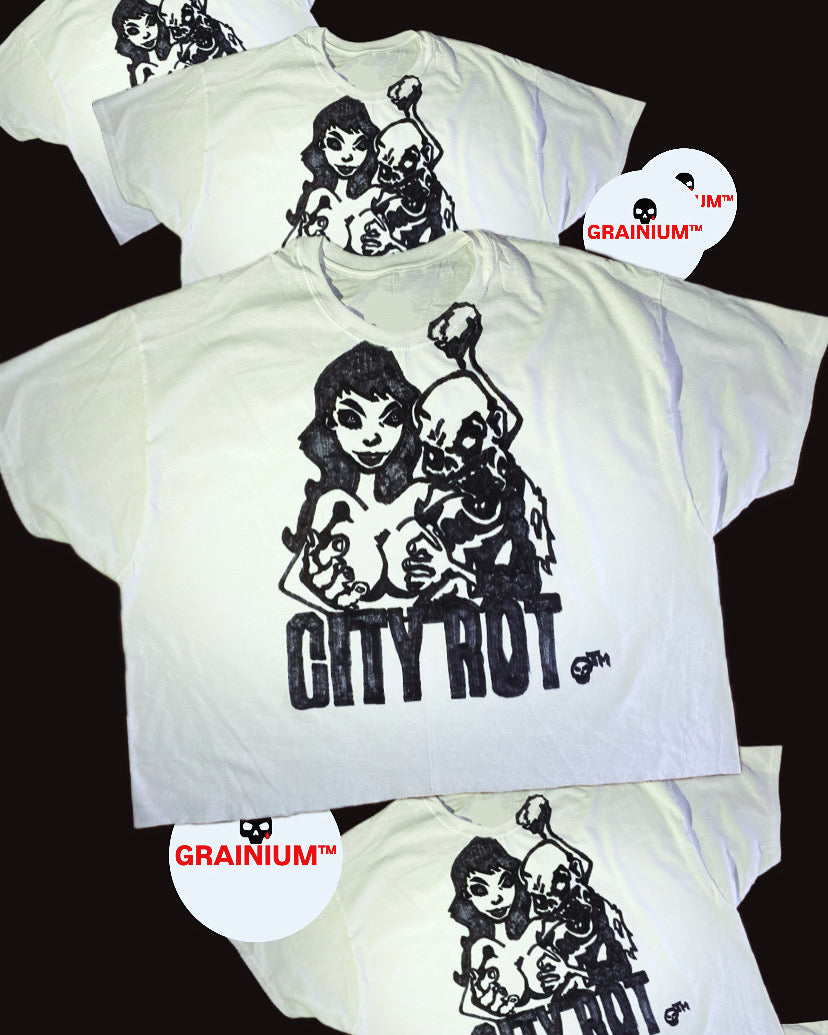 GRAINIUM™ “City Rot” Hand-Drawn Oversized Box-Cut T-Shirt