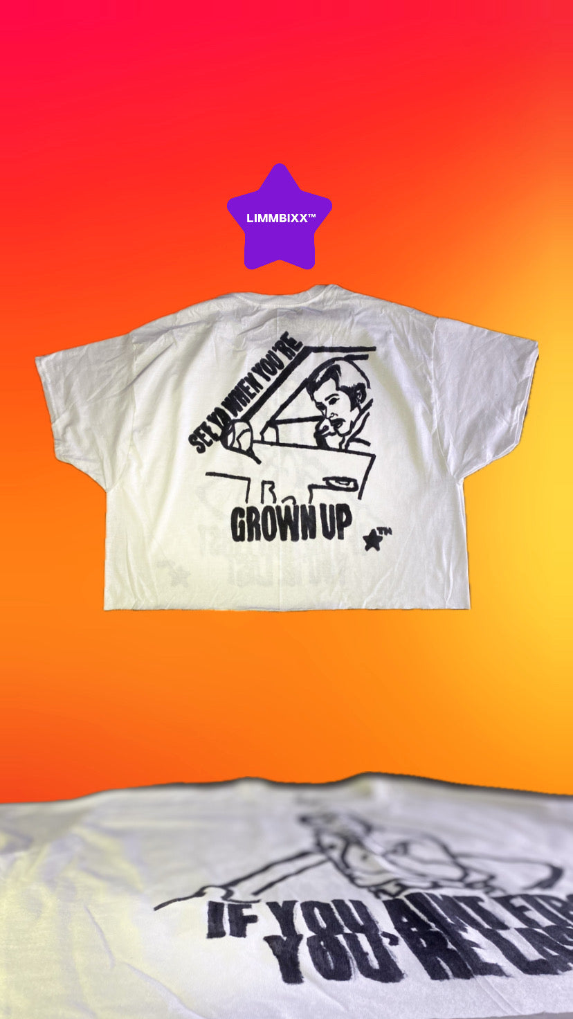 LIMMBIXX™ Hand-Drawn “IF YOU AIN’T FIRST YOU’RE LAST” Oversized Box-Crop Tee