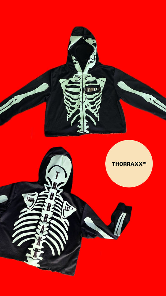 THORRAXX™ Skeleton Spine Zip Hoodie – Glow Bones Edition