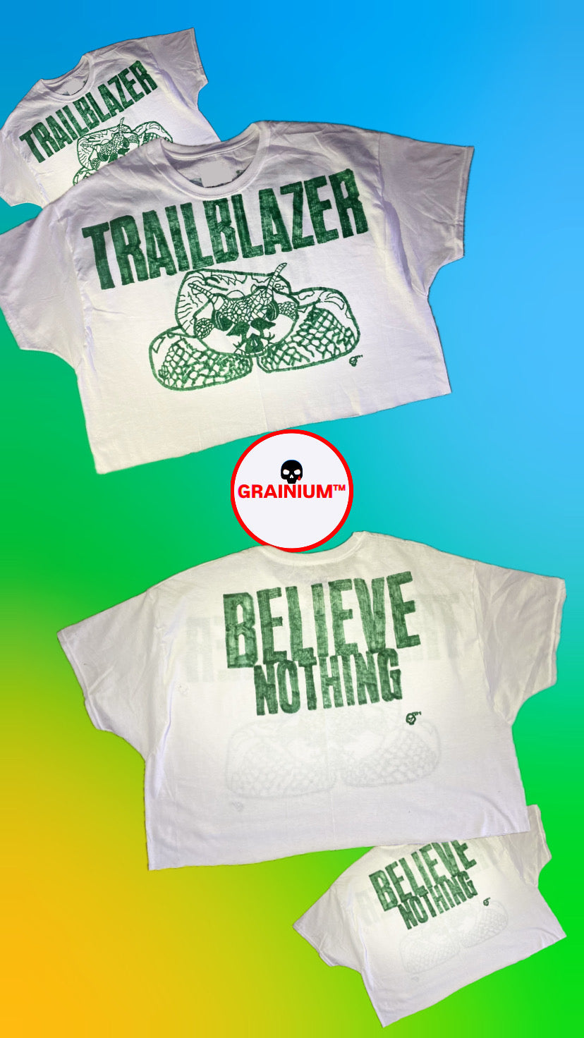 GRAINIUM™ “Trailblazer” Hand-Drawn Box Crop Tee