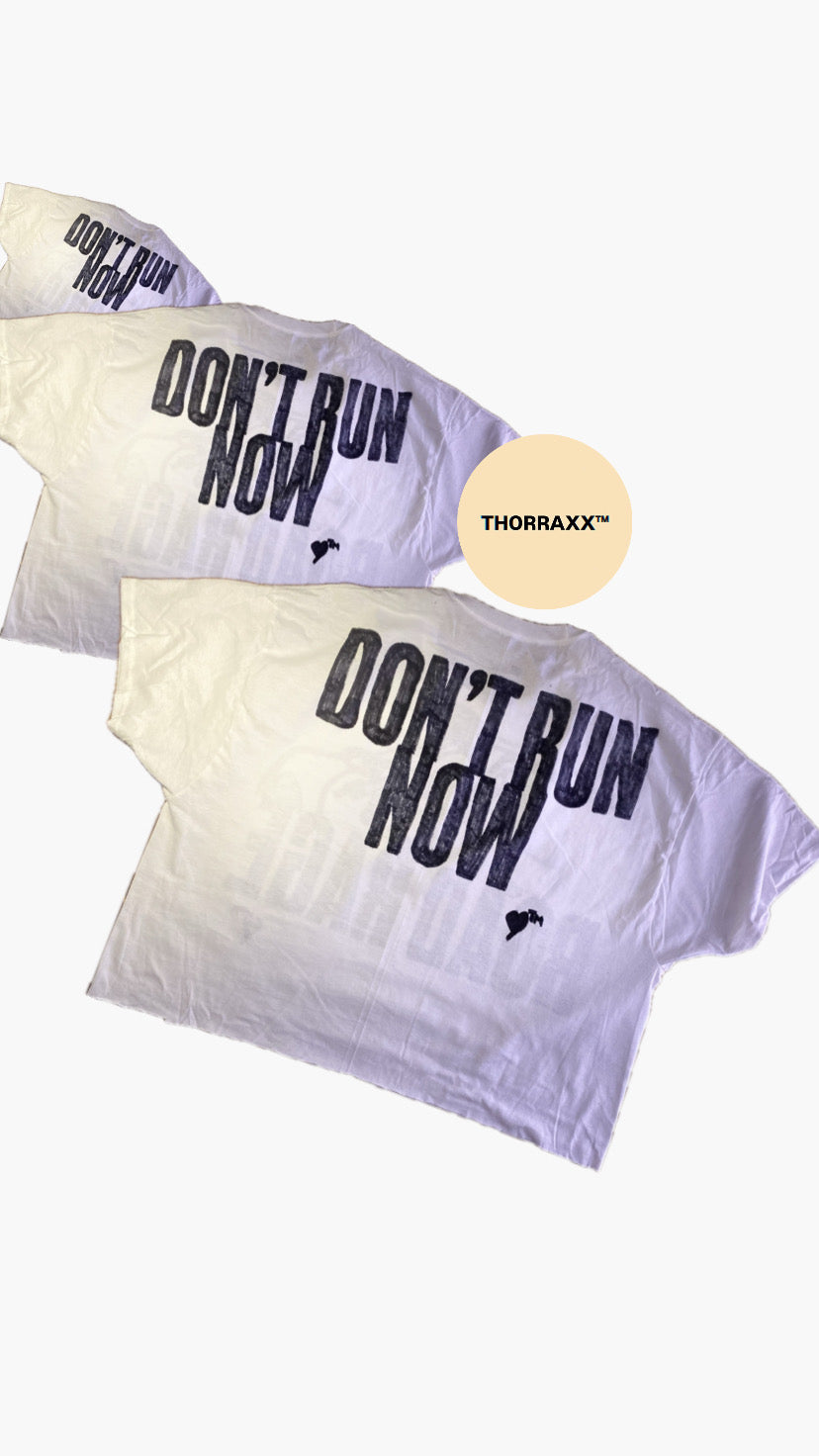 THORRAXX™ Hand-Drawn “ROAD RAGE / DON’T RUN NOW” Box Crop T-Shirt – Street Graphic Oversized Tee
