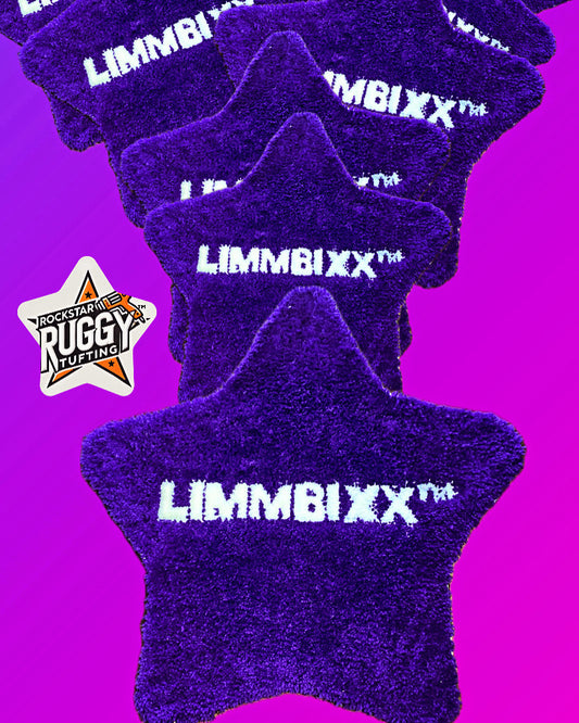 ROCKSTARRUGGY™ LIMMBIXX™ Star-Shaped Tufted Rug – Purple & White