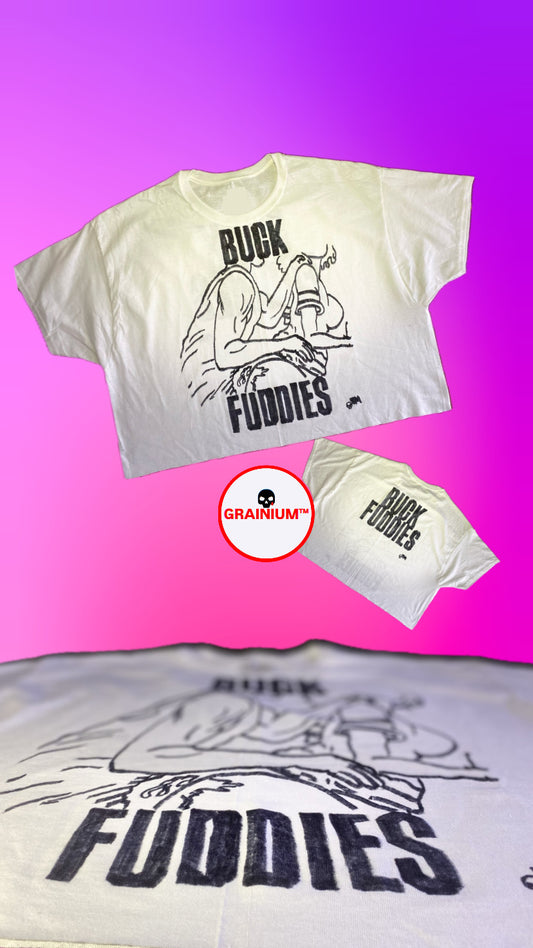 GRAINIUM™ Hand-Drawn “BUCK FUDDIES” Box Crop T-Shirt