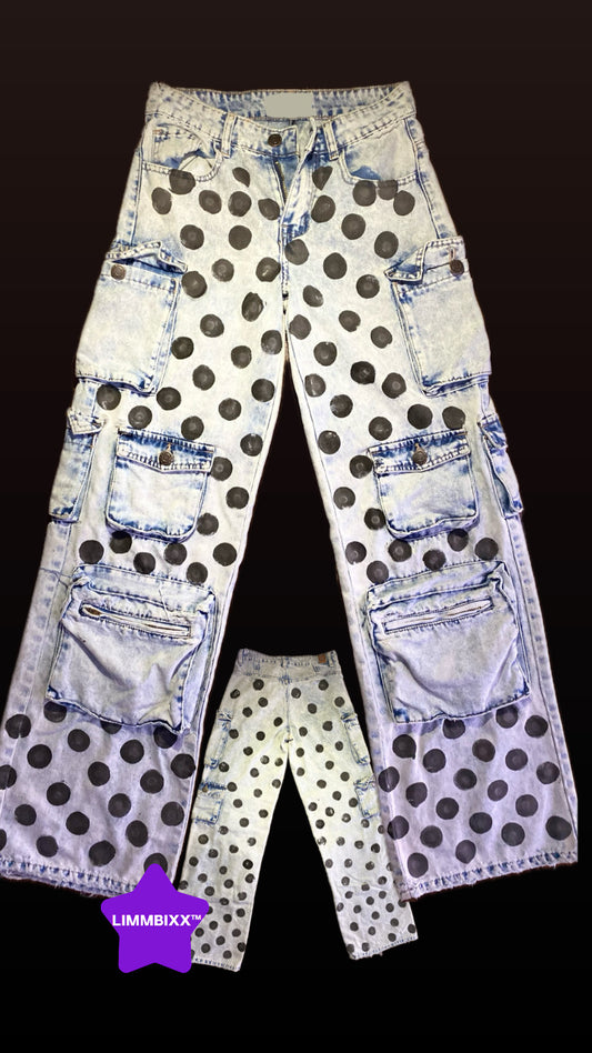 LIMMBIXX™ Handmade Multi-Pocket Polka Denim Pants – Women’s Streetwear Editi
