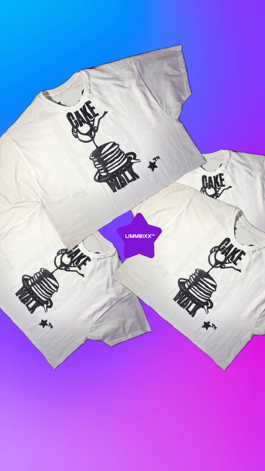 LIMMBIXX™ “CAKE WALK / SHIT SWEET” Hand-Drawn Box Crop Oversized T-Shirt – Bold Graphic Streetwear Statement