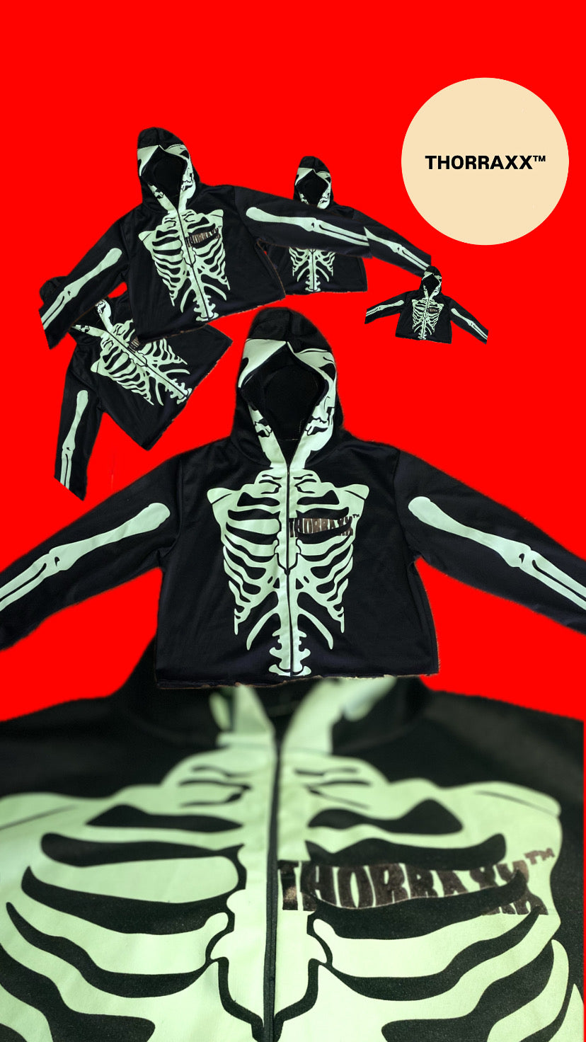 THORRAXX™ Skeleton Spine Zip Hoodie – Glow Bones Edition