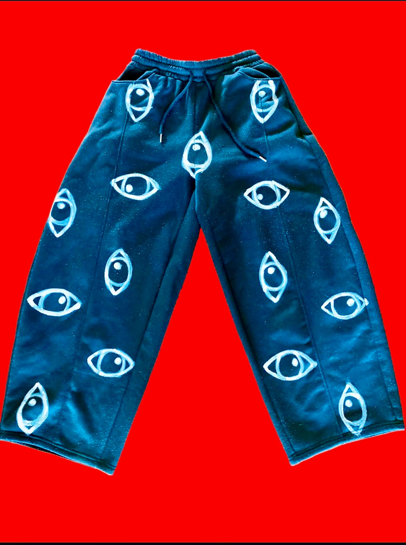 GRAINIUM™ “BLINDSIDE” Hand-Painted Wide Legged Joggers