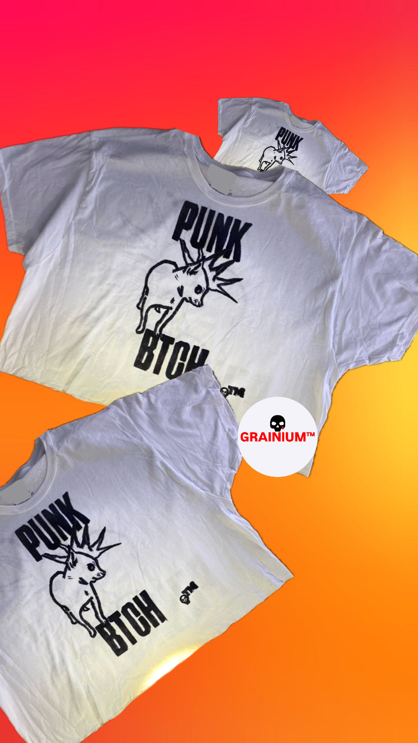 GRAINIUM™ “PUNK B!TCH” Hand-Drawn Box-Cropped Tee