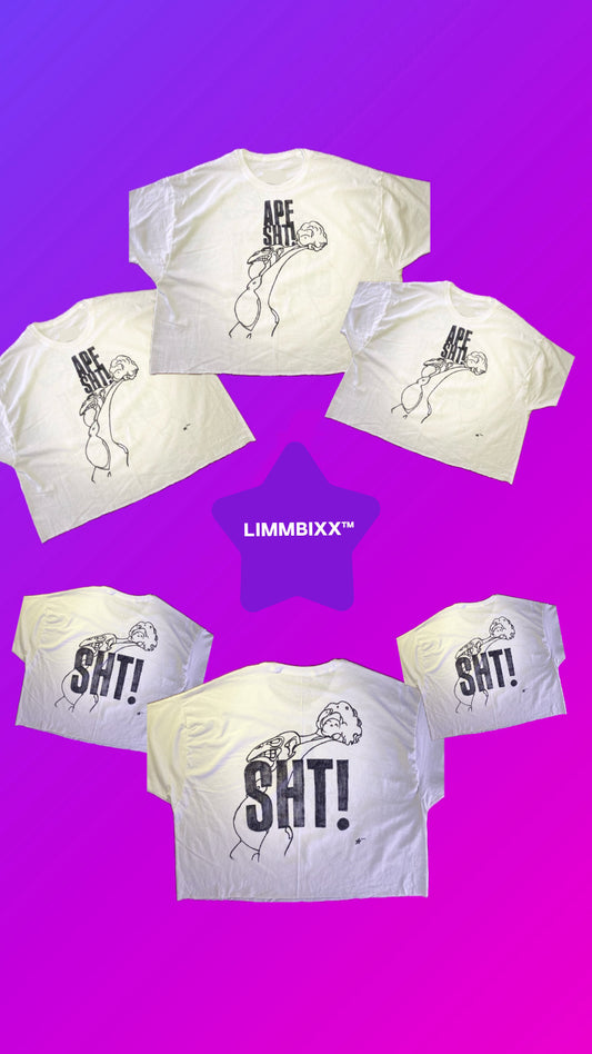 LIMMBIXX™ APE SH!T Oversized Box Crop Tee – Hand-Drawn Graphic