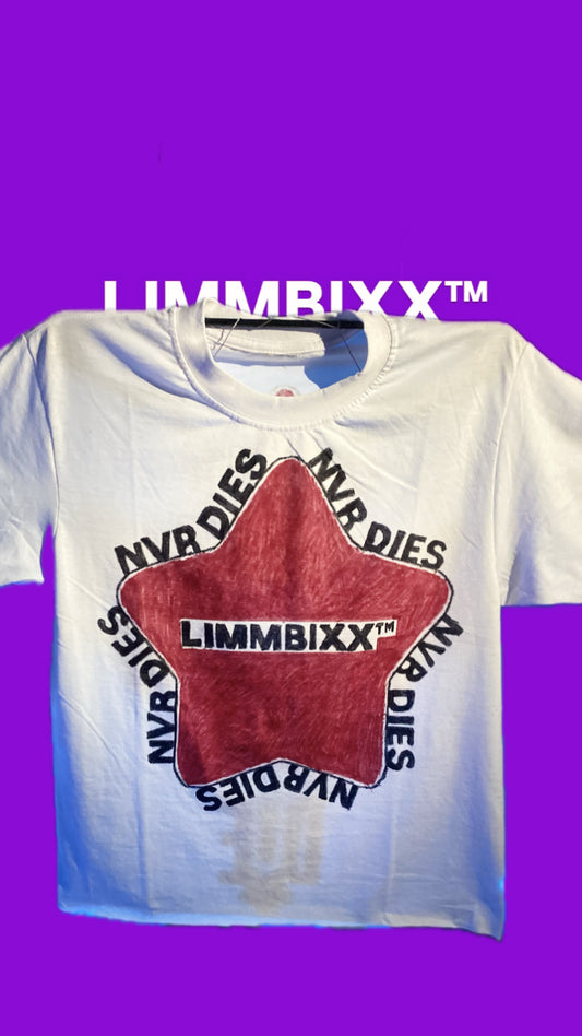 LIMMBIXX “NVR DIES” Box-Cut Tee – Handcrafted Unisex Shirt