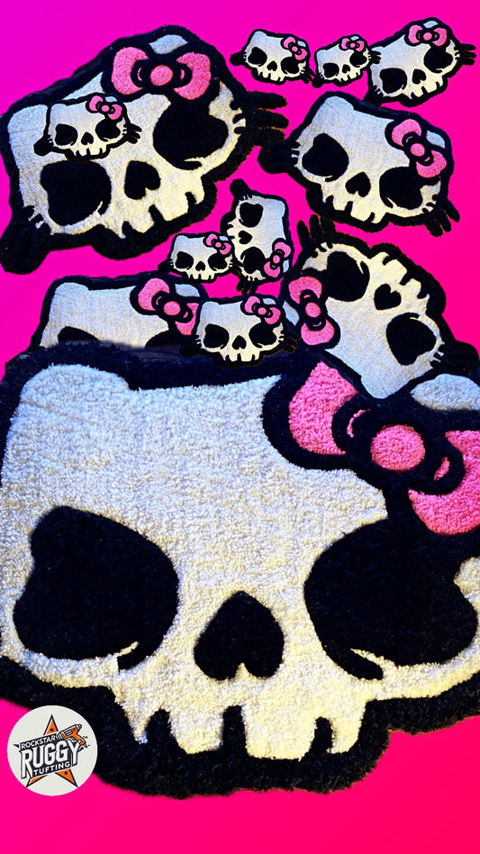ROCKSTARRUGGY™ “Dead Cute” Tufted Rug – Skull Kitty Edition