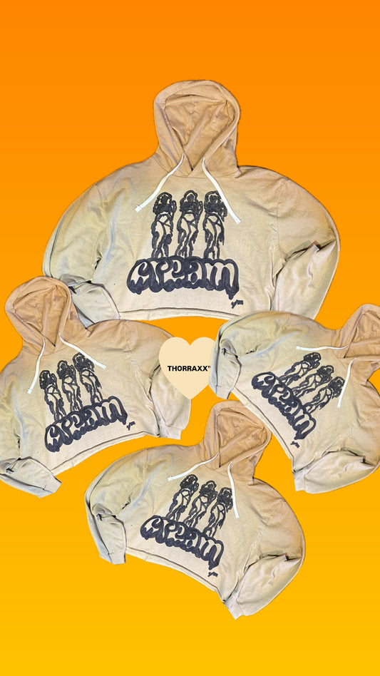 THORRAXX™ Oversized Hand-Drawn “CREAM Trio” Hoodie