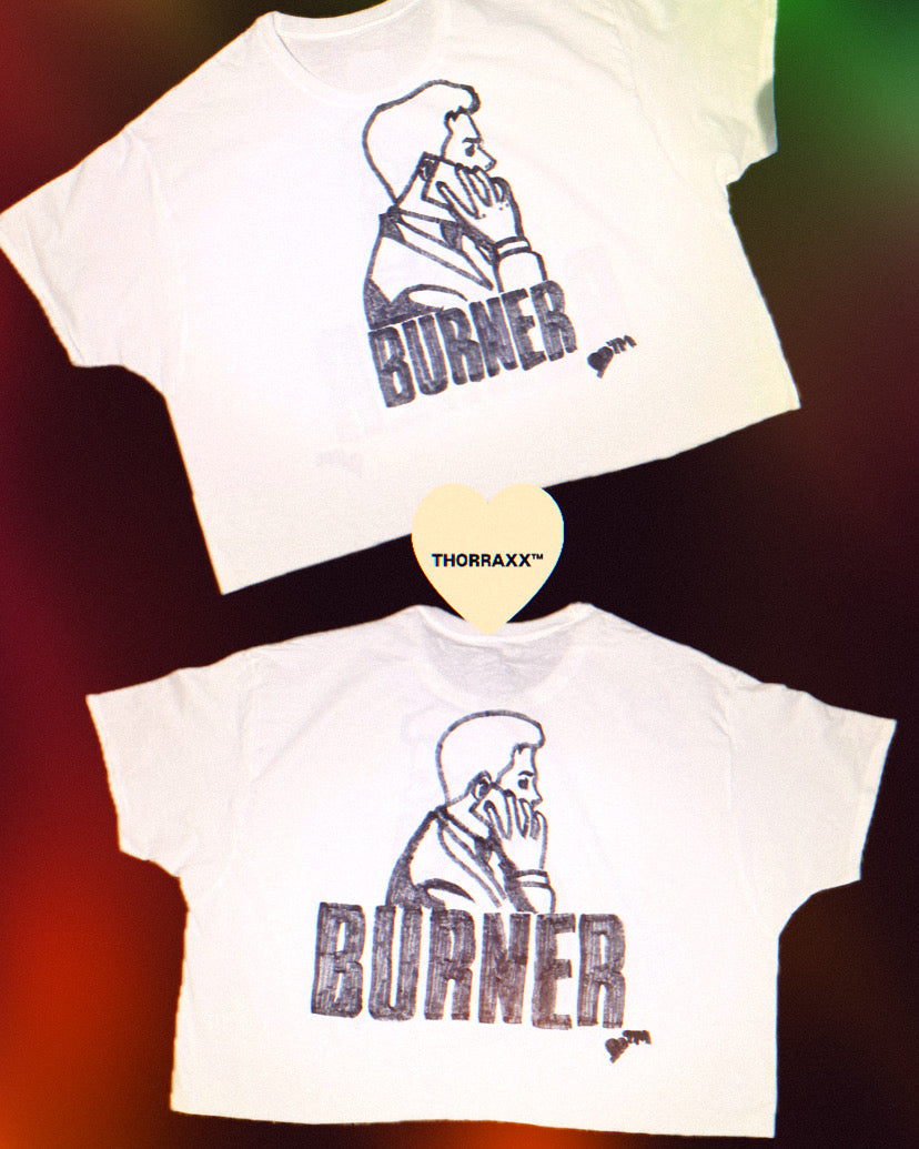 THORRAXX™ “BURNER” Hand-Drawn Box-Crop Tee