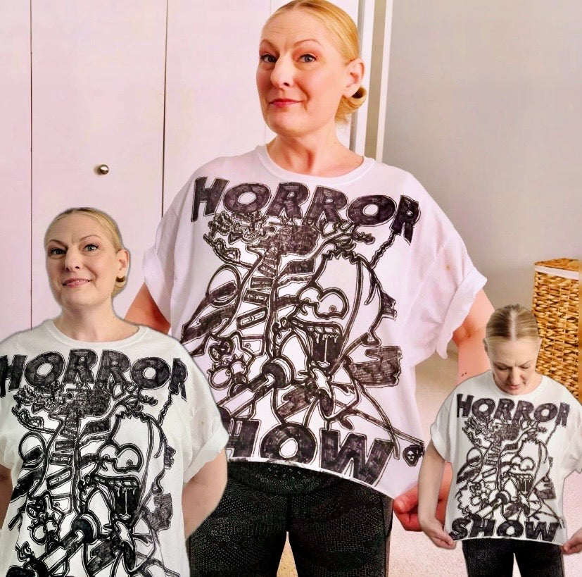 GRAINIUM™ “HORROR SHOW” Hand-Drawn Oversized Box Tee