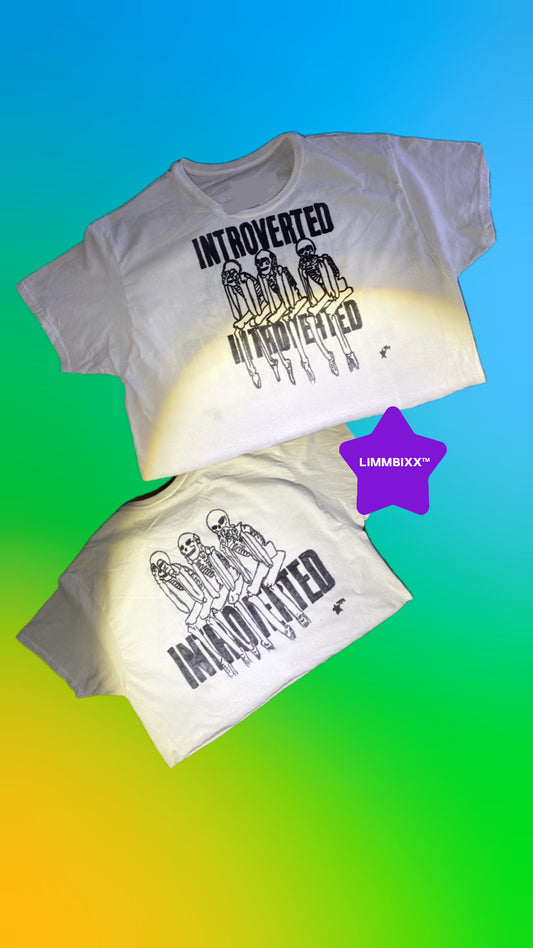 LIMMBIXX™ Hand-Drawn “INTROVERTED” Skeleton Box-Cropped Tee