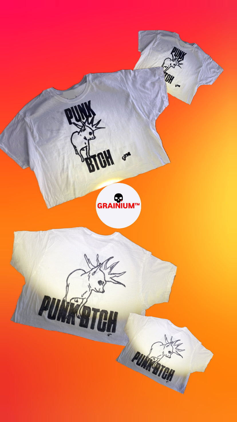 GRAINIUM™ “PUNK B!TCH” Hand-Drawn Box-Cropped Tee