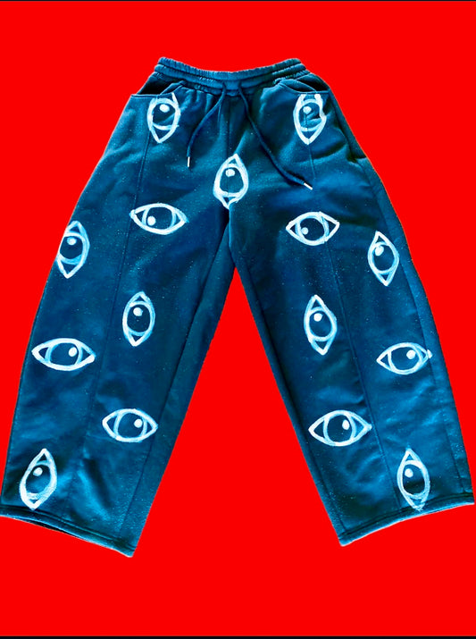 GRAINIUM™ “BLINDSIDE” Hand-Painted Wide Legged Joggers