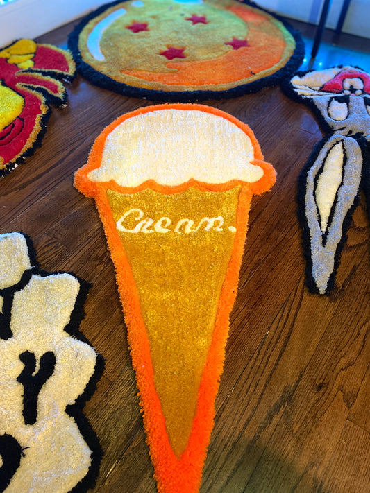 ROCKSTARRUGGY™ “Cream” Tufted Rug – Ice Cream Cone Design